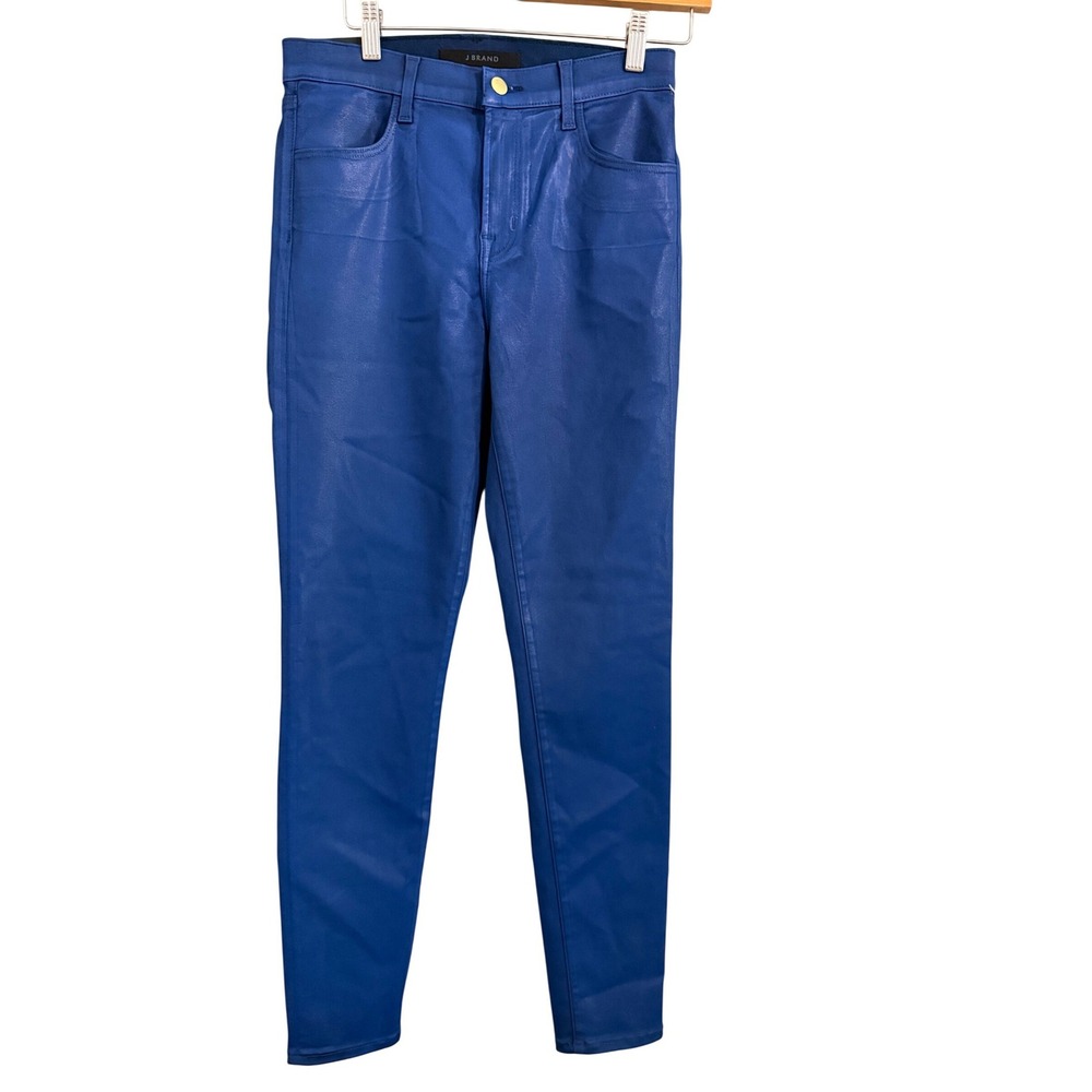 J Brand Skinny Pants Womens Size 28 Indigo Gloss Blue Coated Metallic JB001211